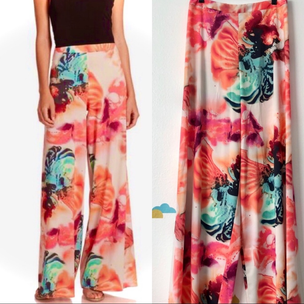 Alice+Olivia Floral Print Wide Leg Pants Sz 10